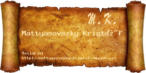 Mattyasovszky Kristóf névjegykártya